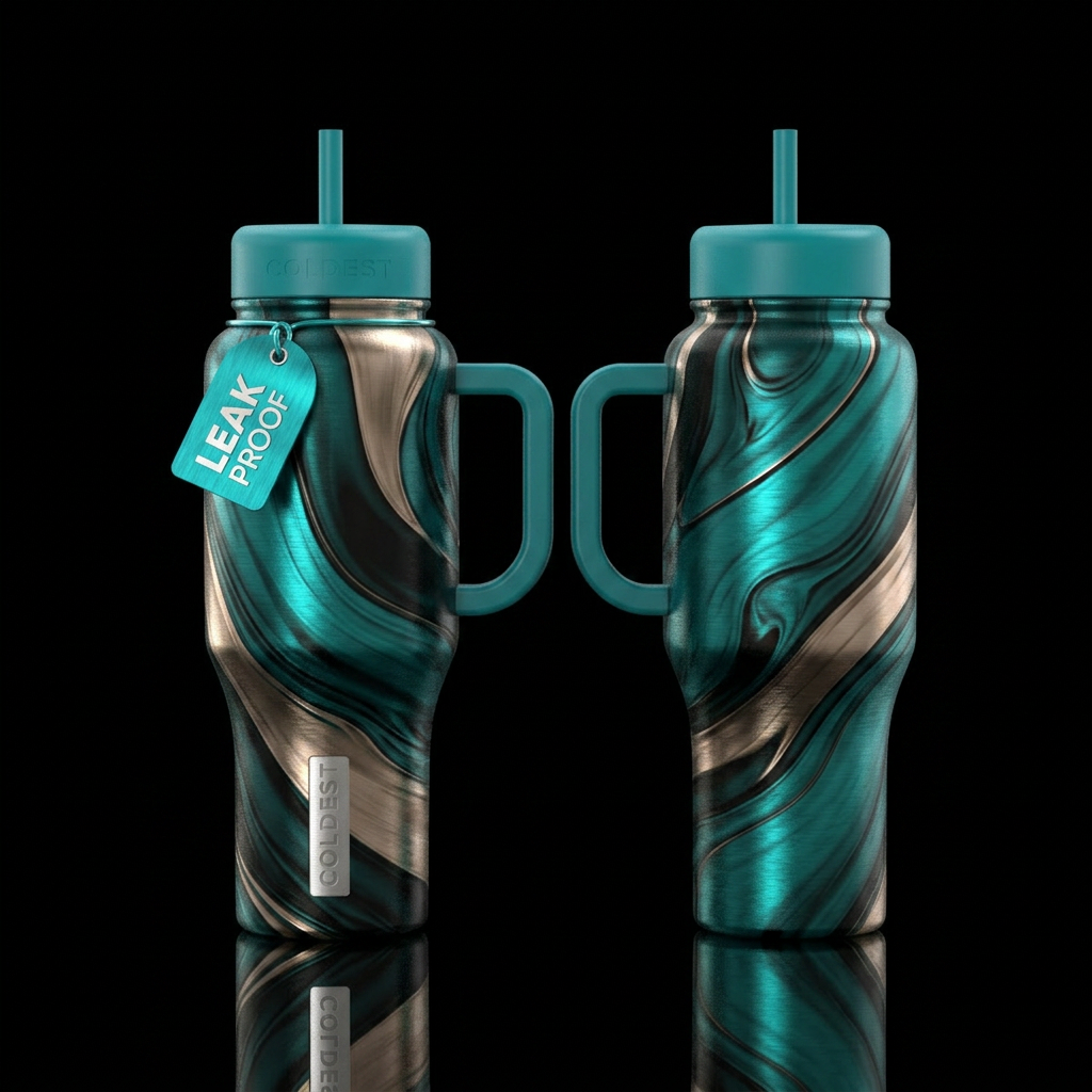 please show both the front and back of the bottle,... water bottle design
