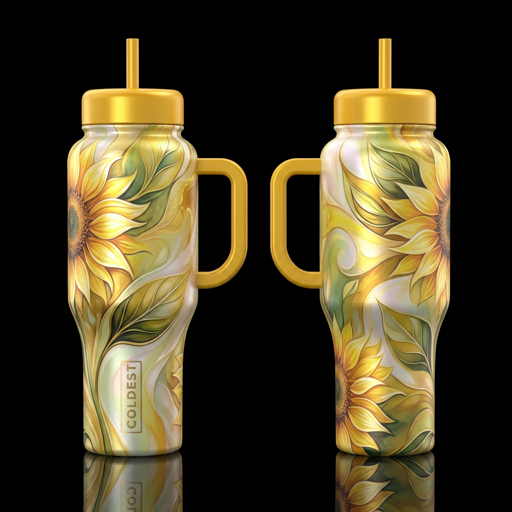 please show both the front and back of the bottle,... water bottle design