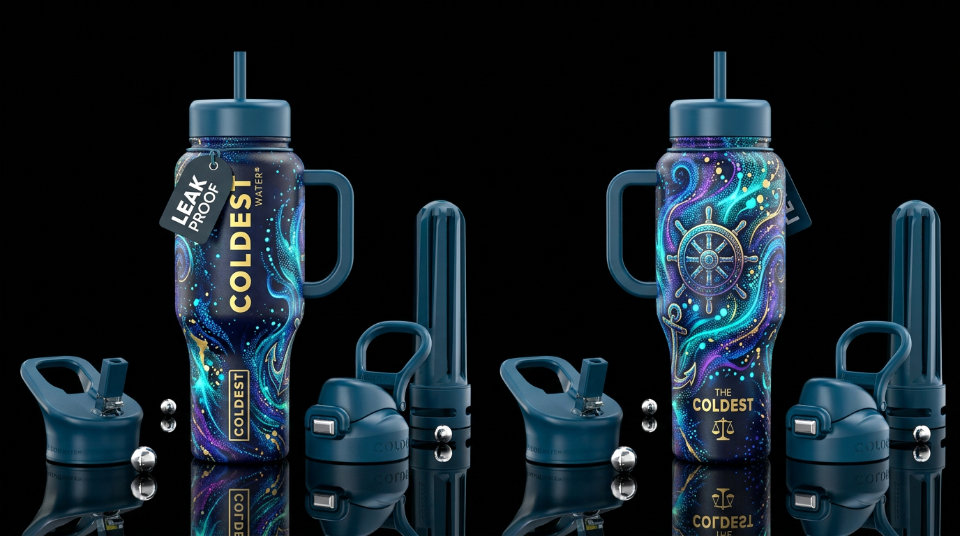 please show both the front and back of the bottle,... water bottle design