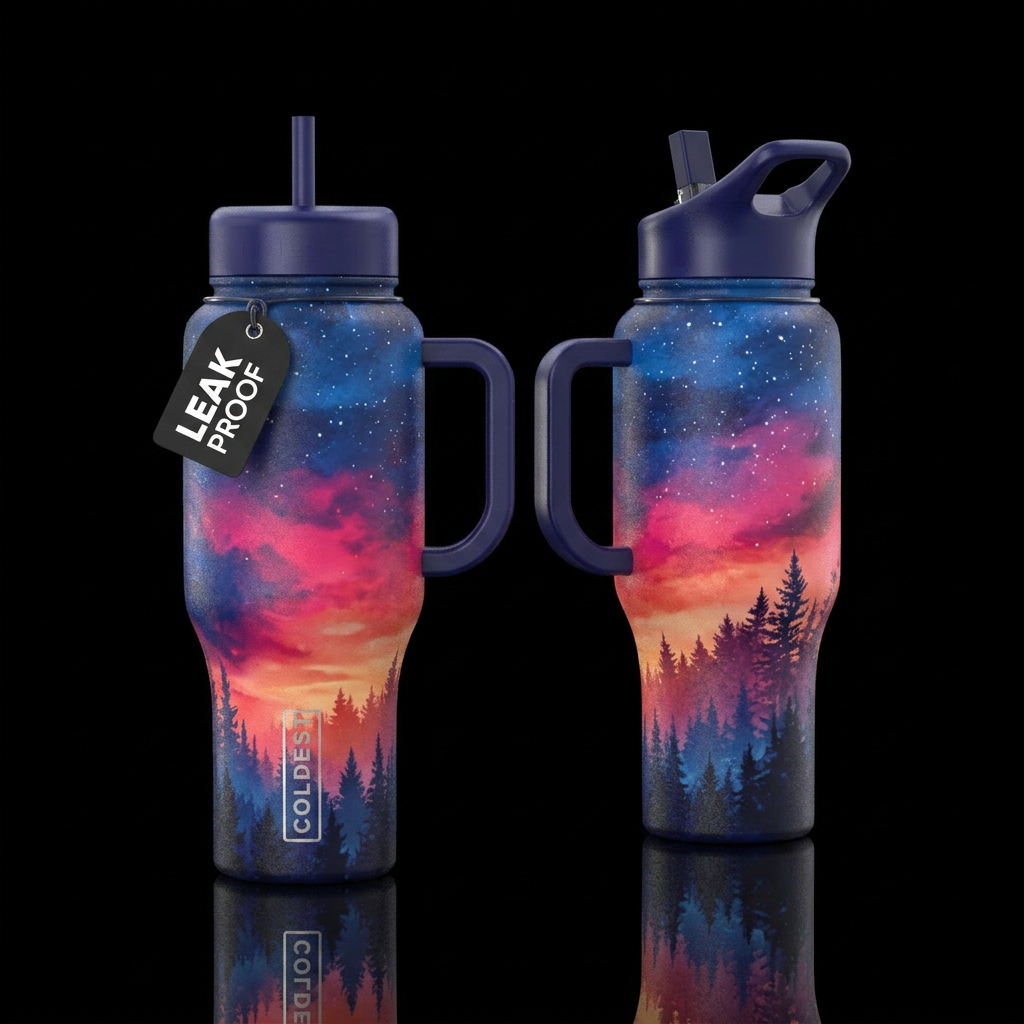 please show both the front and back of the bottle,... water bottle design
