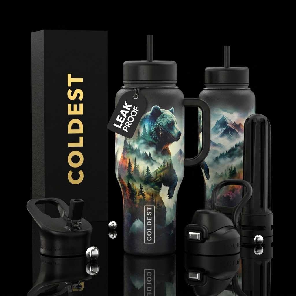 please show both the front and back of the bottle,... water bottle design