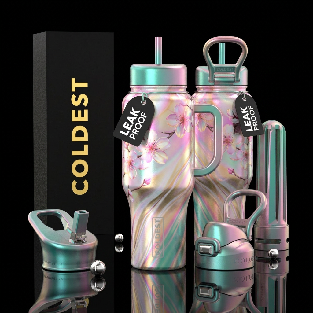 please show both the front and back of the bottle,... water bottle design