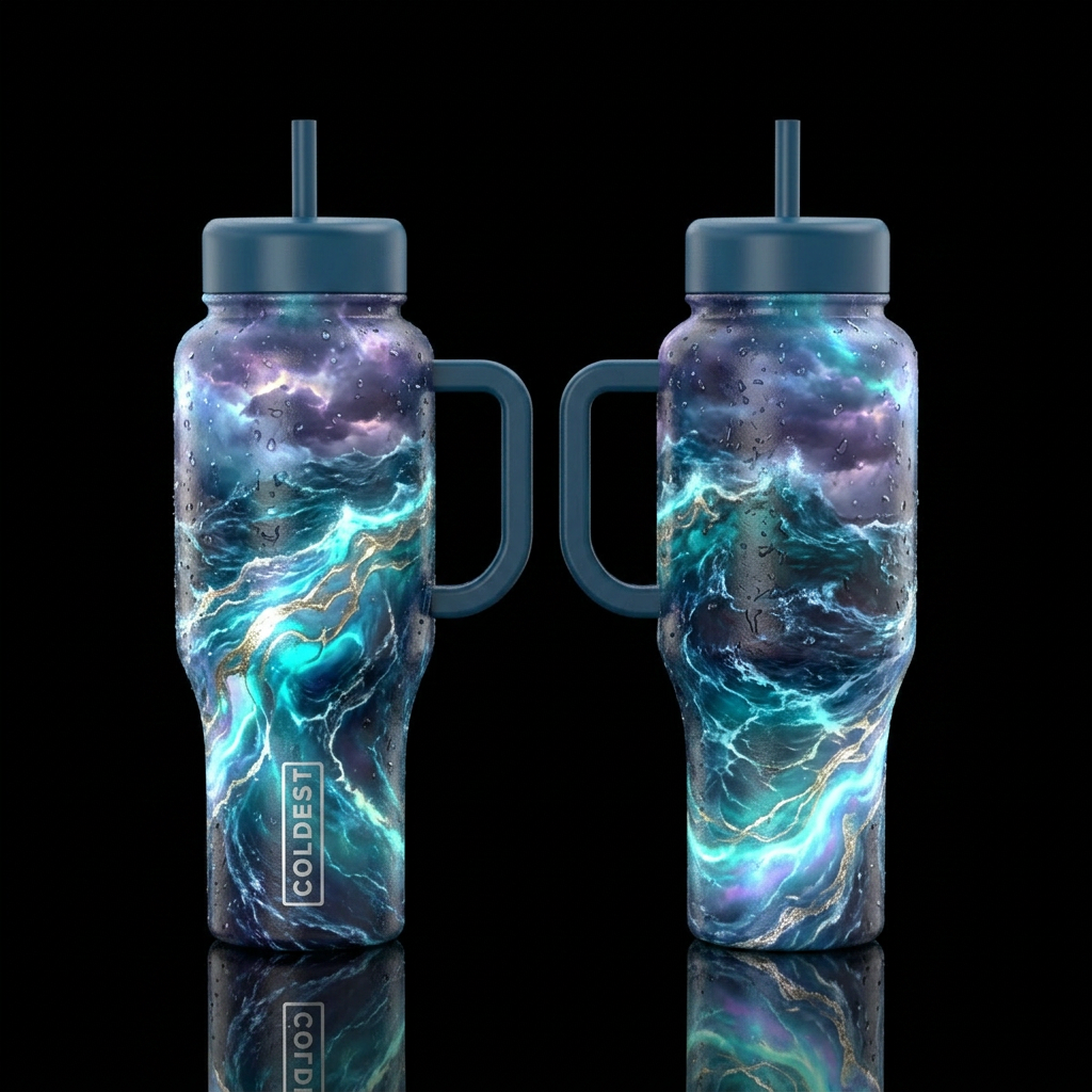 please show both the front and back of the bottle,... water bottle design