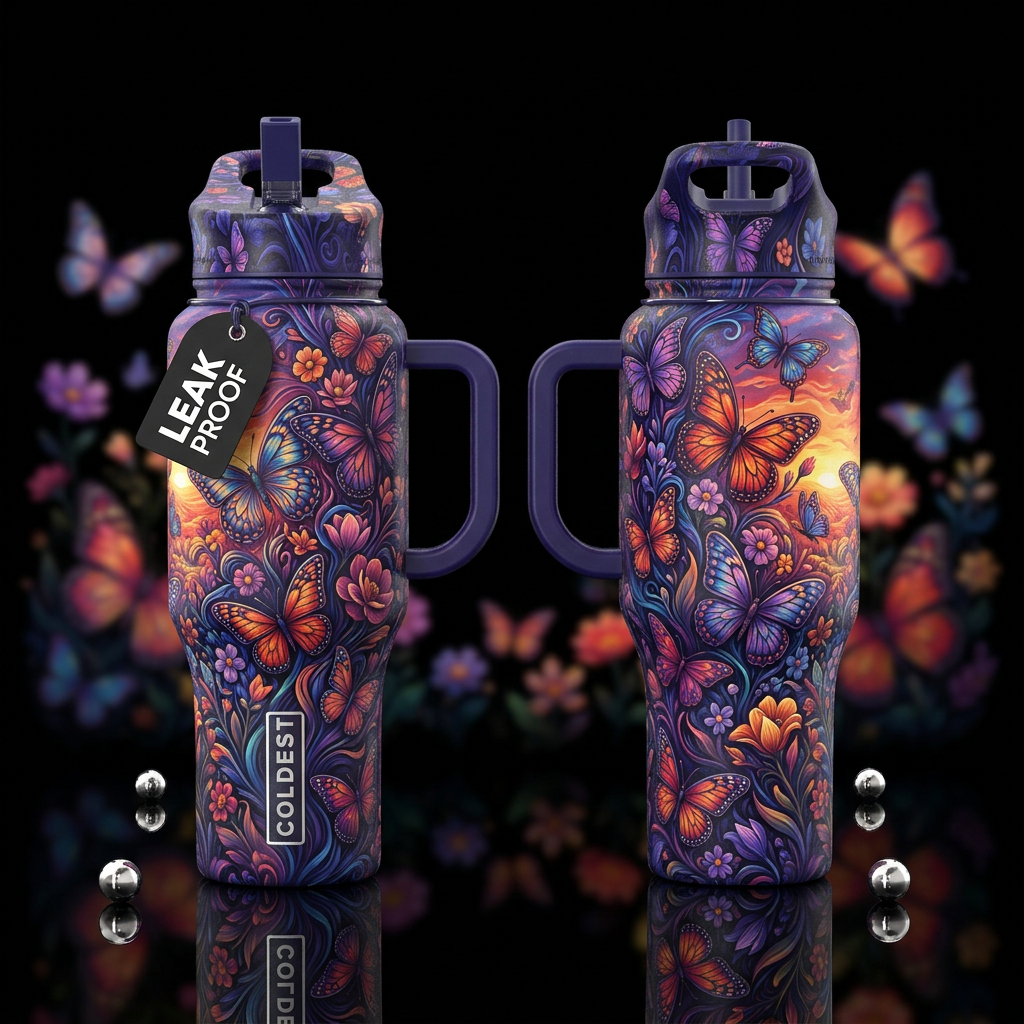 please show both the front and back of the bottle,... water bottle design