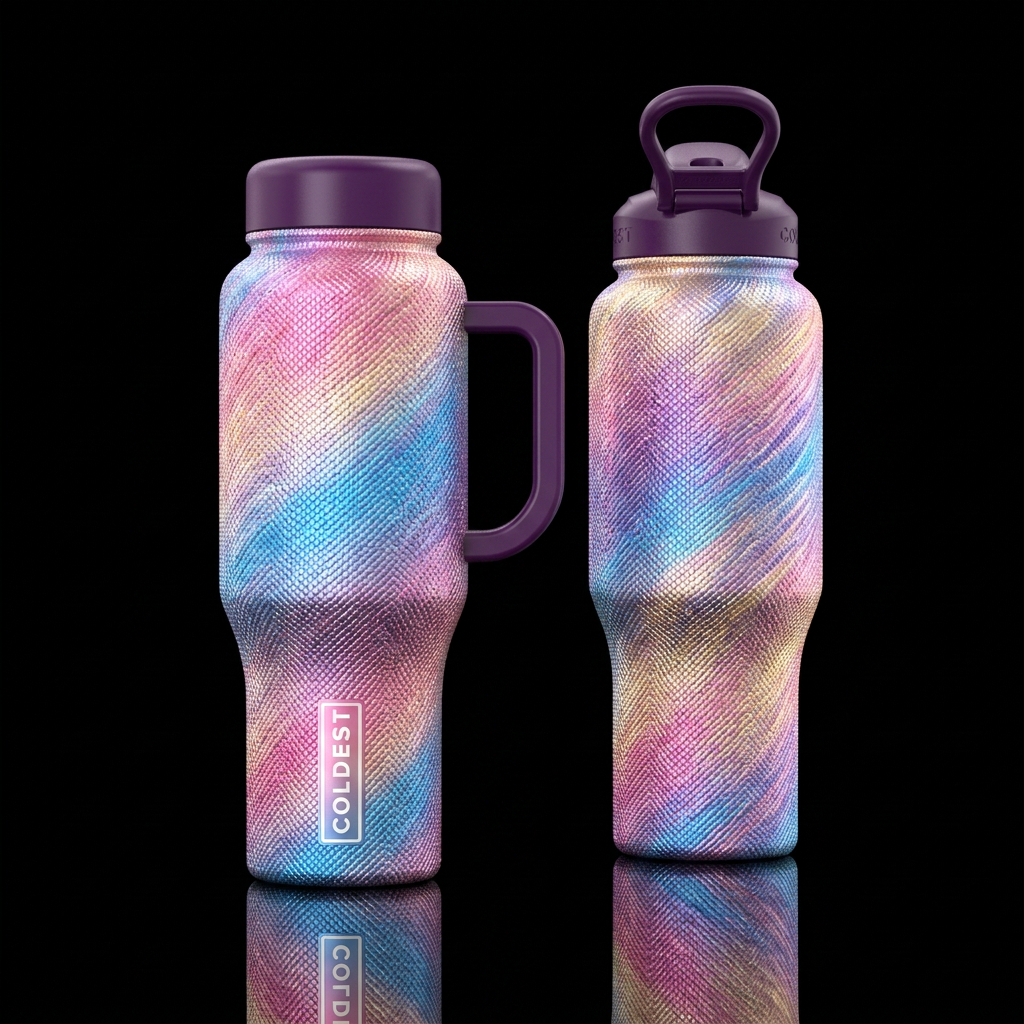 please show both the front and back of the bottle,... water bottle design