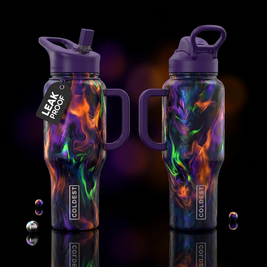 please show both the front and back of the bottle,... water bottle design