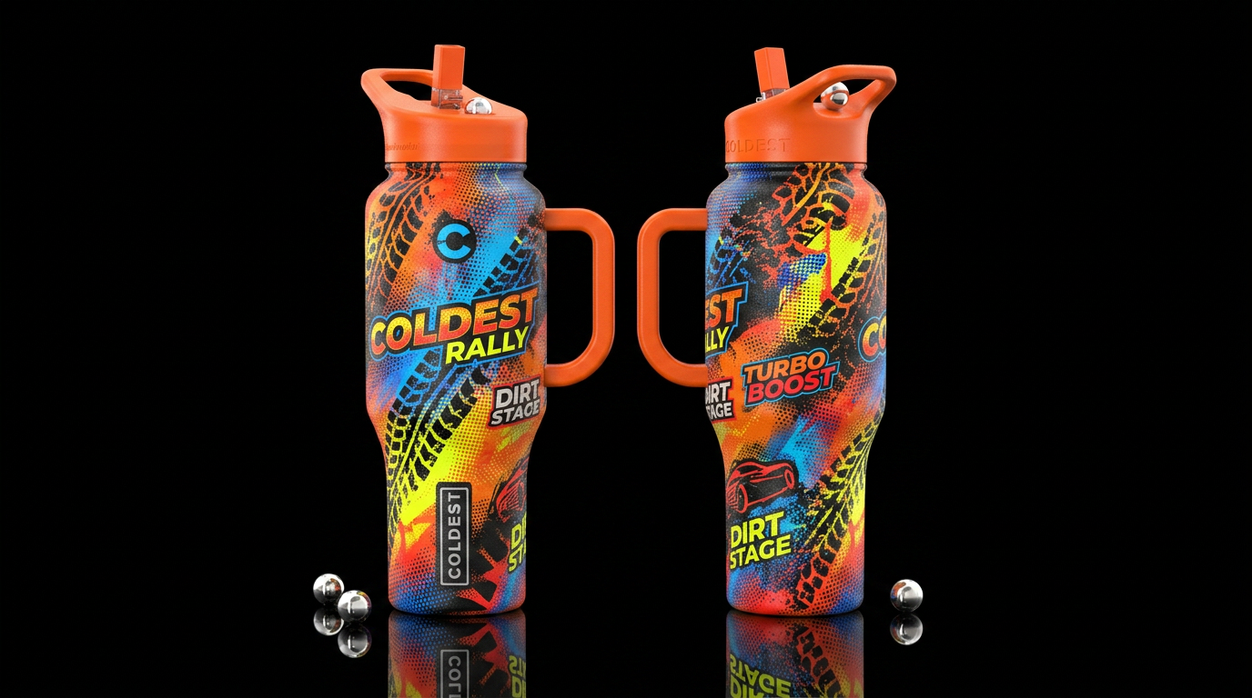 please show both the front and back of the bottle,... water bottle design
