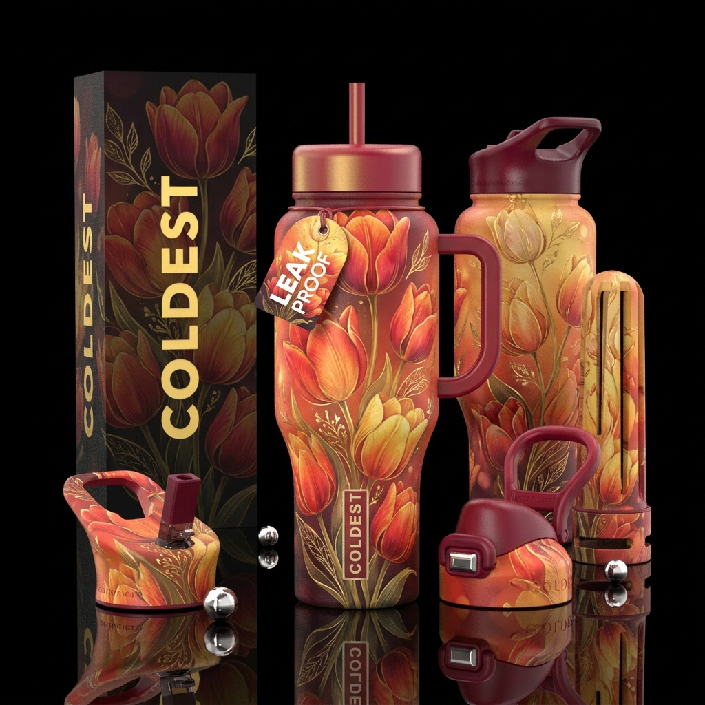 please show both the front and back of the bottle,... water bottle design