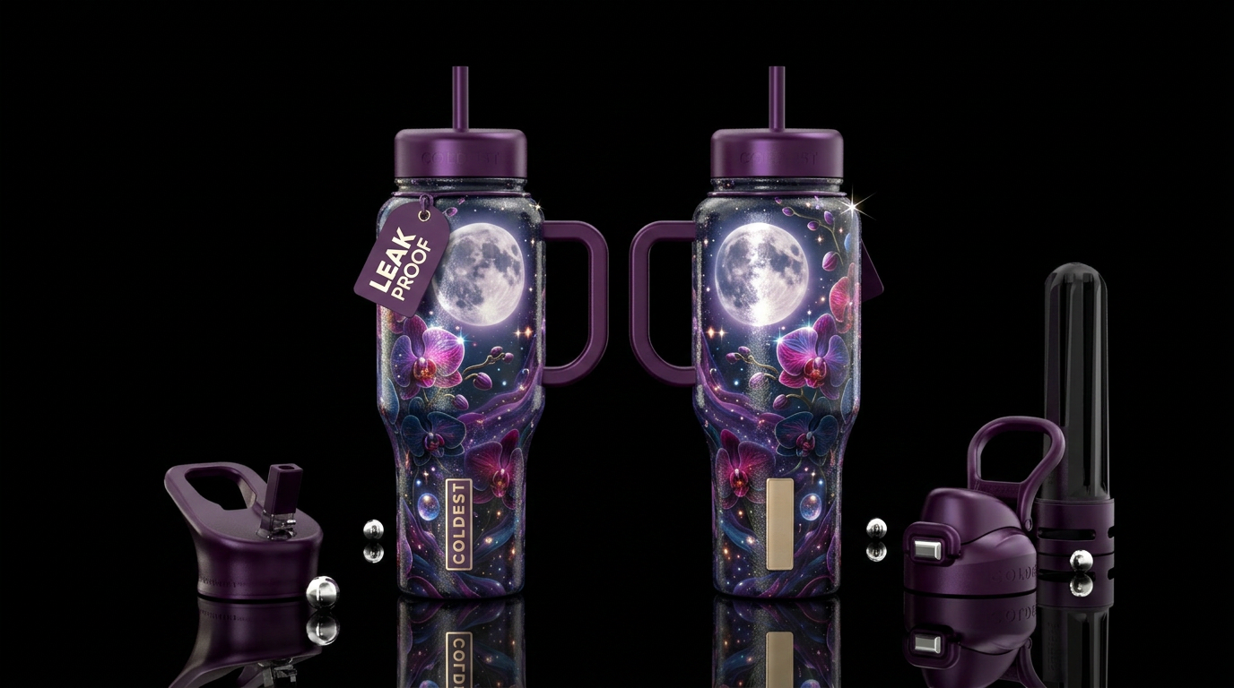 please show both the front and back of the bottle,... water bottle design