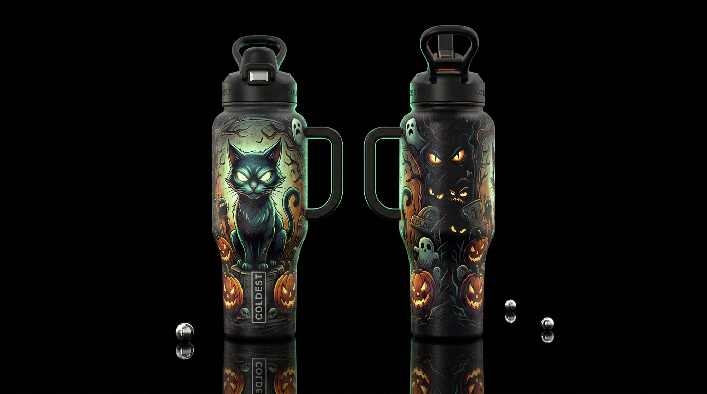 please show both the front and back of the bottle,... water bottle design