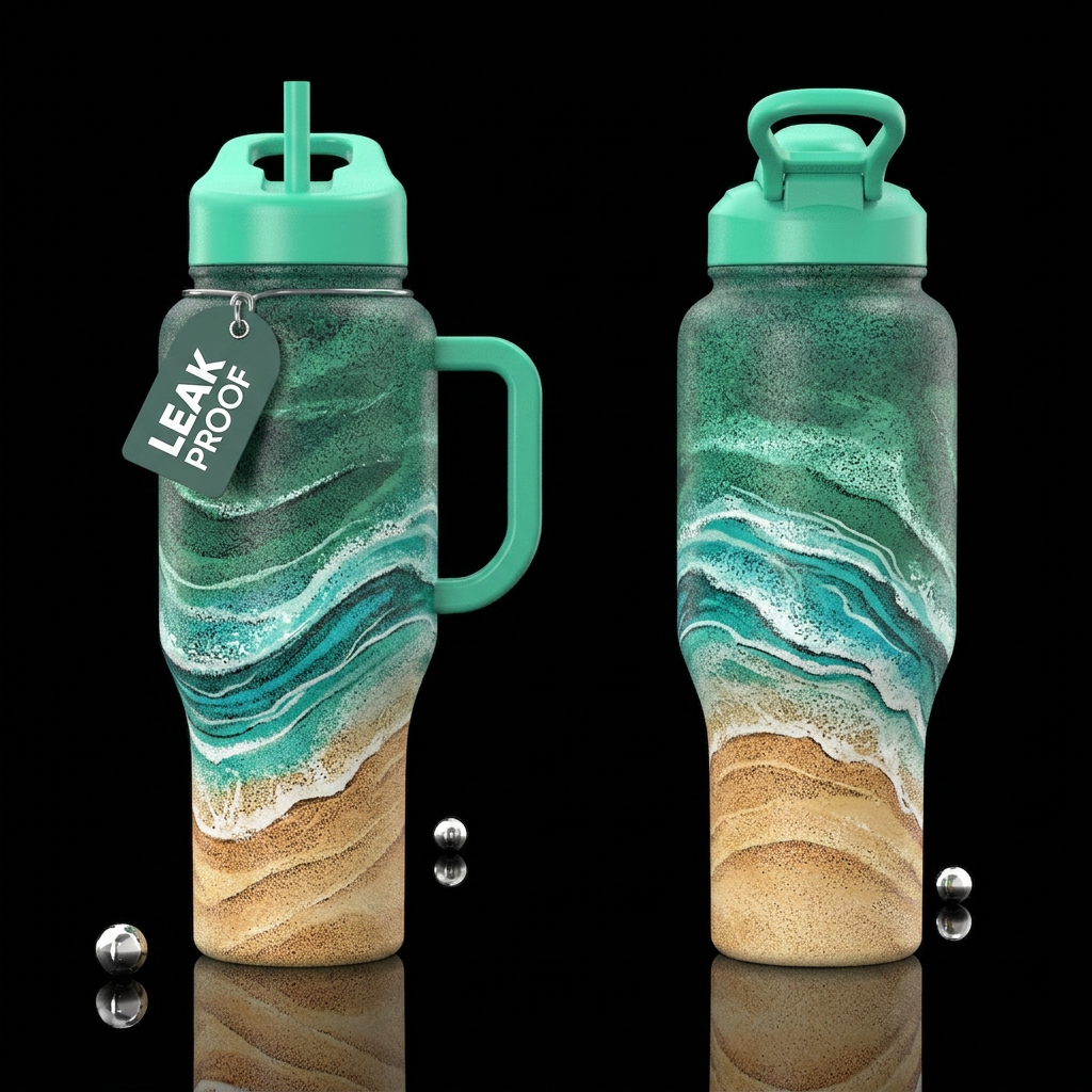 Sandy Beach Surf water bottle design