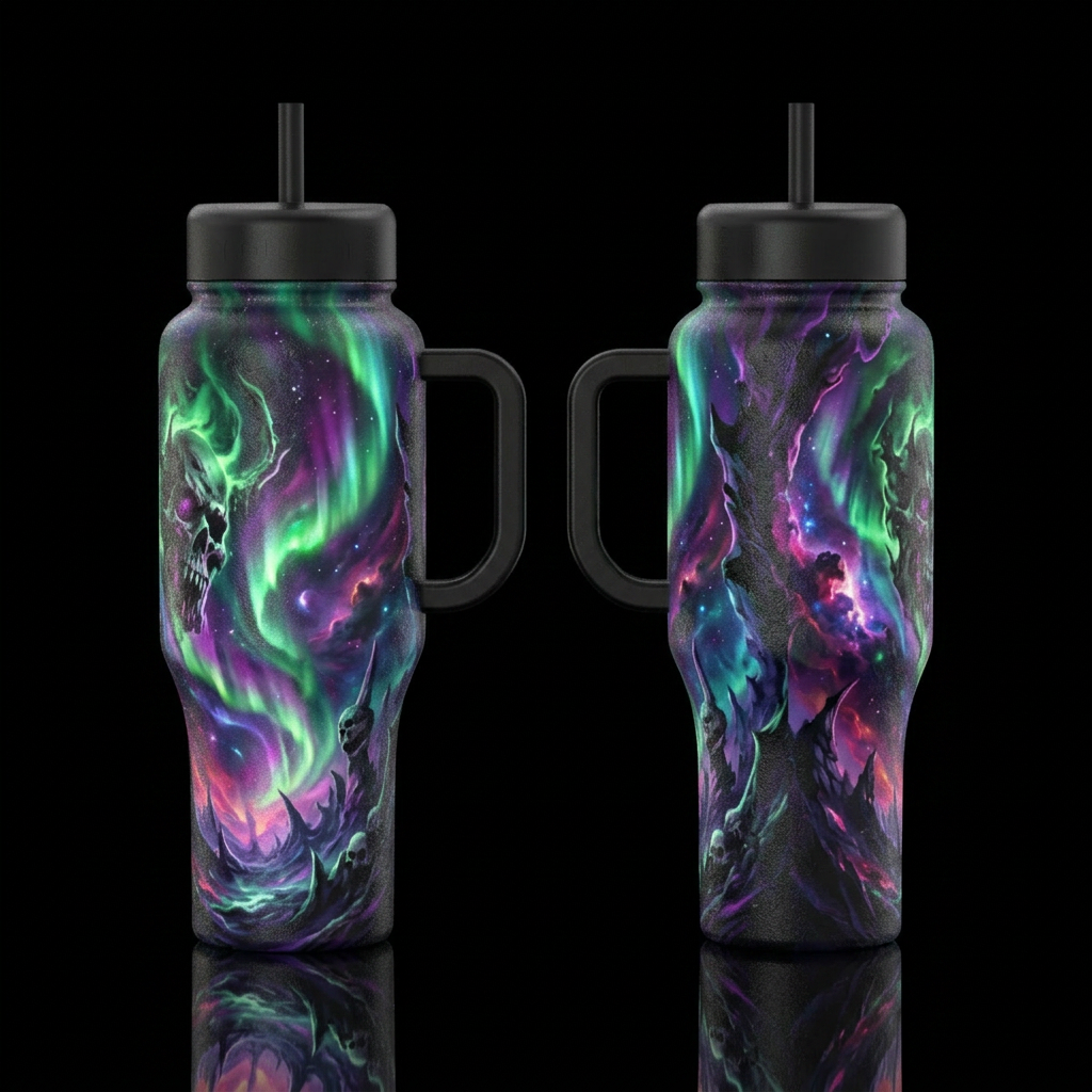 please show both the front and back of the bottle,... water bottle design