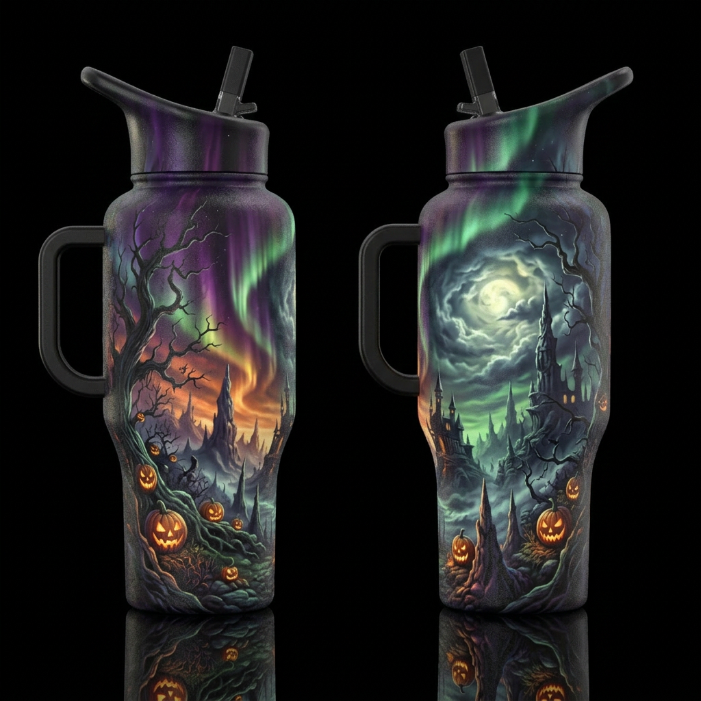 please show both the front and back of the bottle,... water bottle design