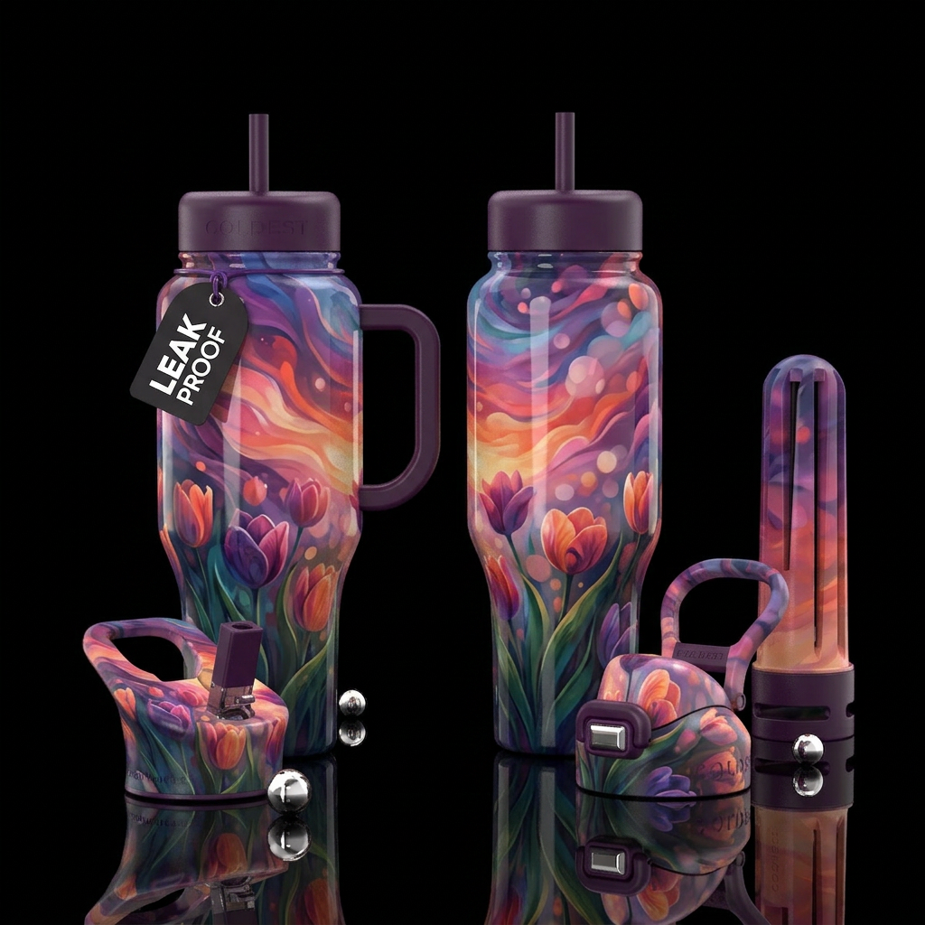 Tulips at Sunset water bottle design