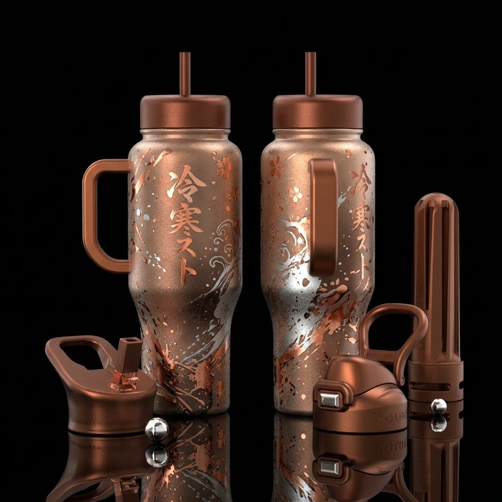 Copper Kanji water bottle design