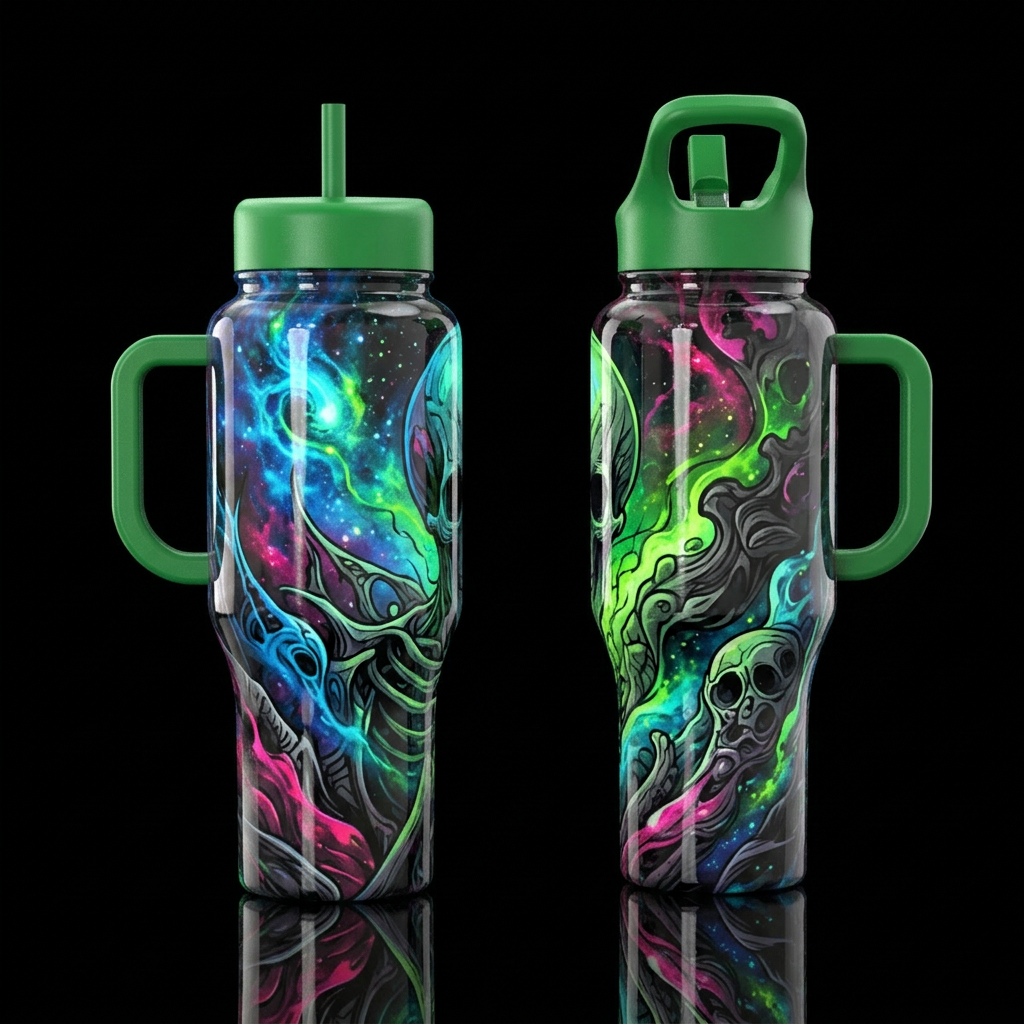 Death Among the Stars water bottle design