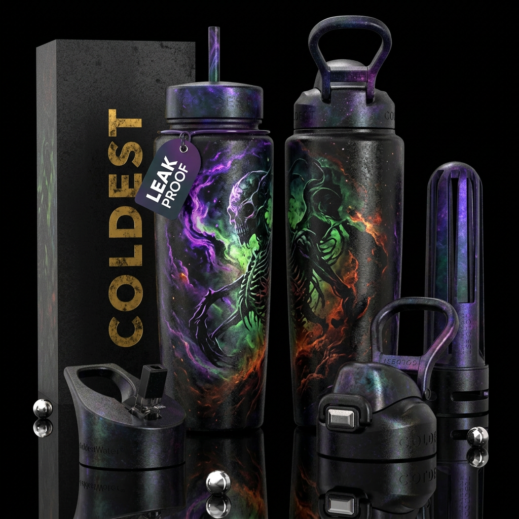 please show both the front and back of the bottle,... water bottle design