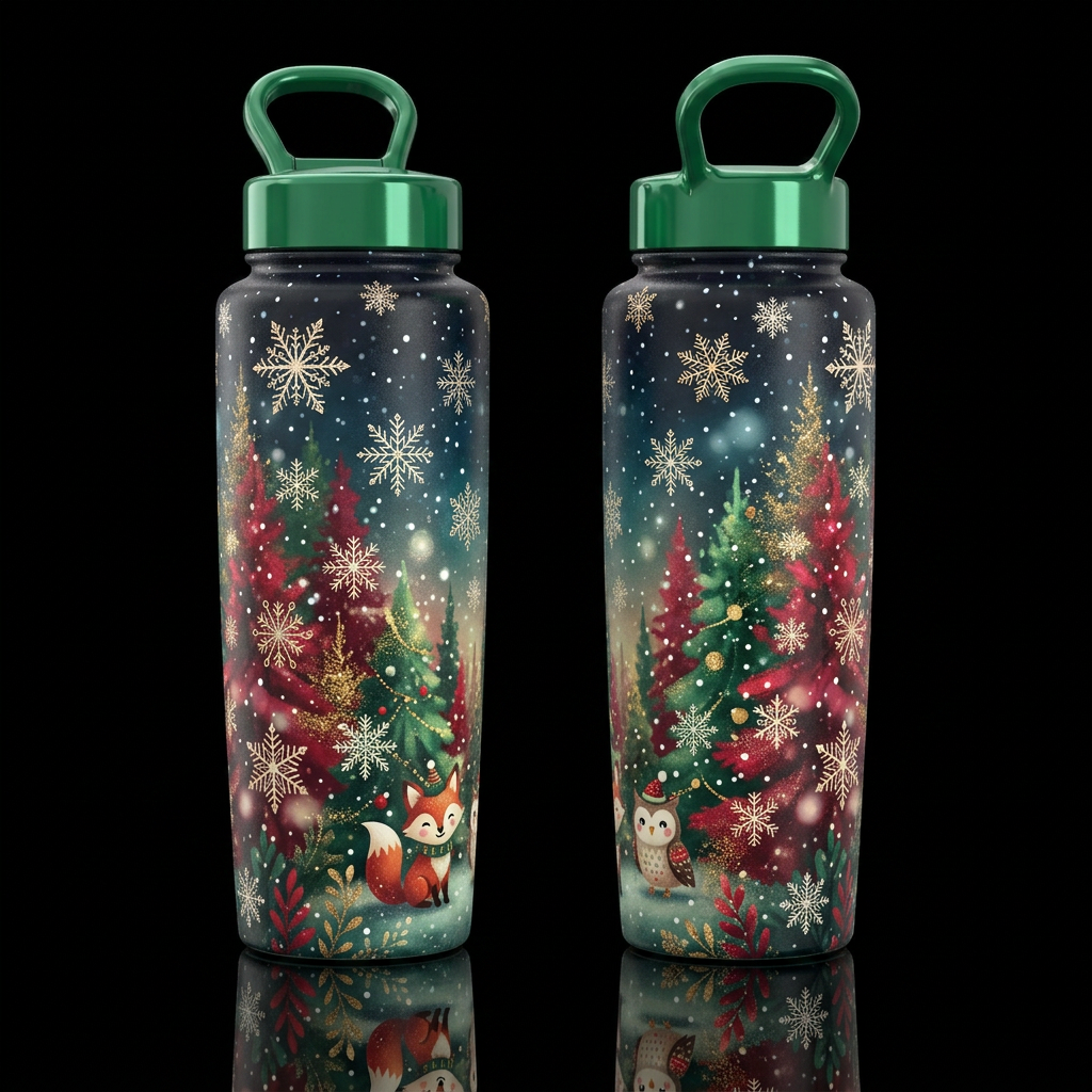 Christmas Forest water bottle design
