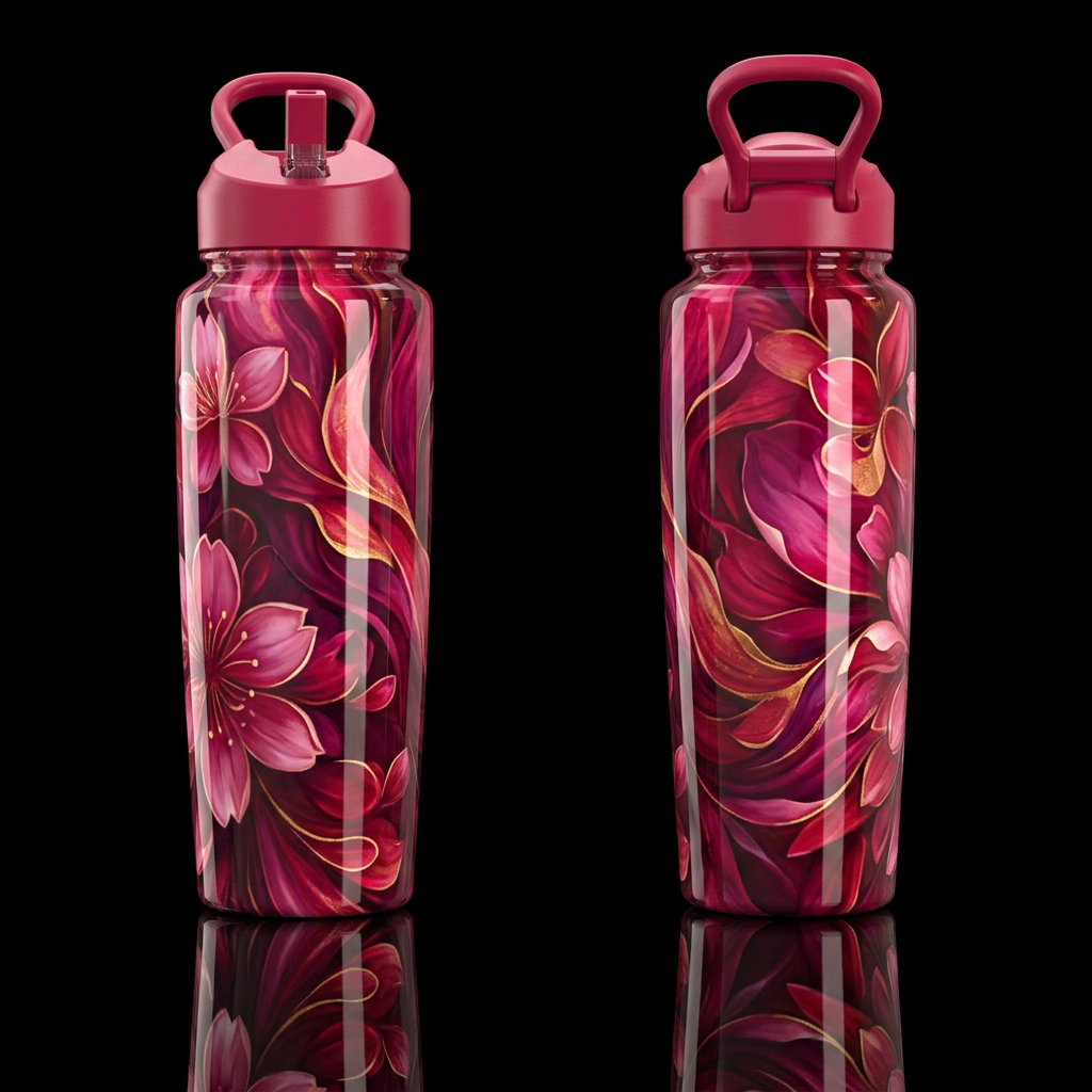 Ribbons of Blossoms water bottle design