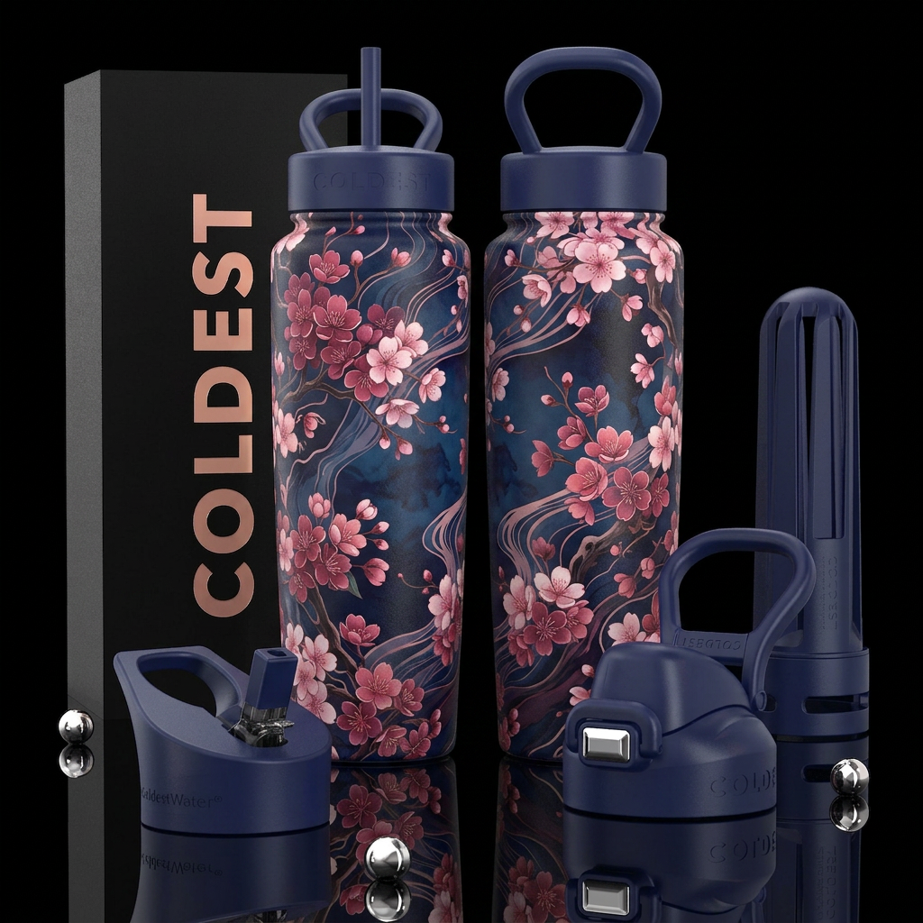 Pink in the Night water bottle design