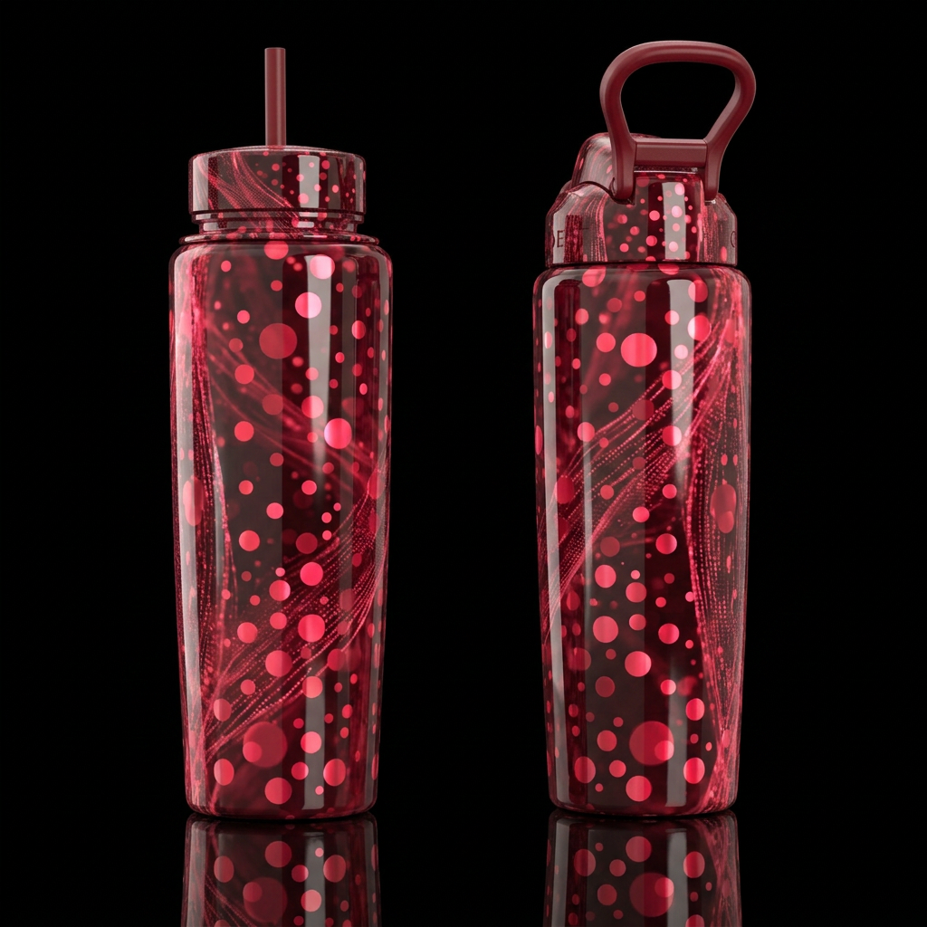 please show both the front and back of the bottle,... water bottle design
