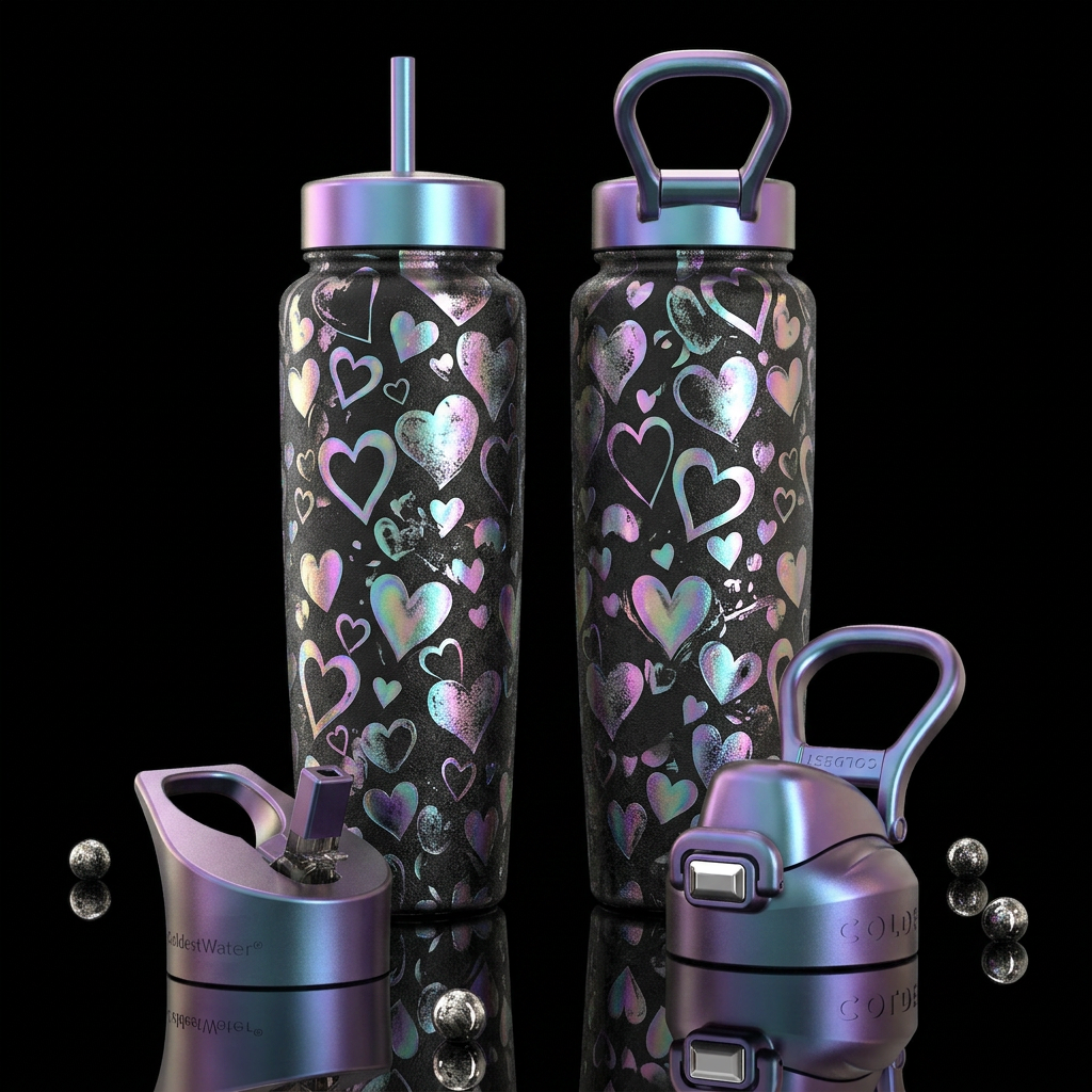please show both the front and back of the bottle,... water bottle design
