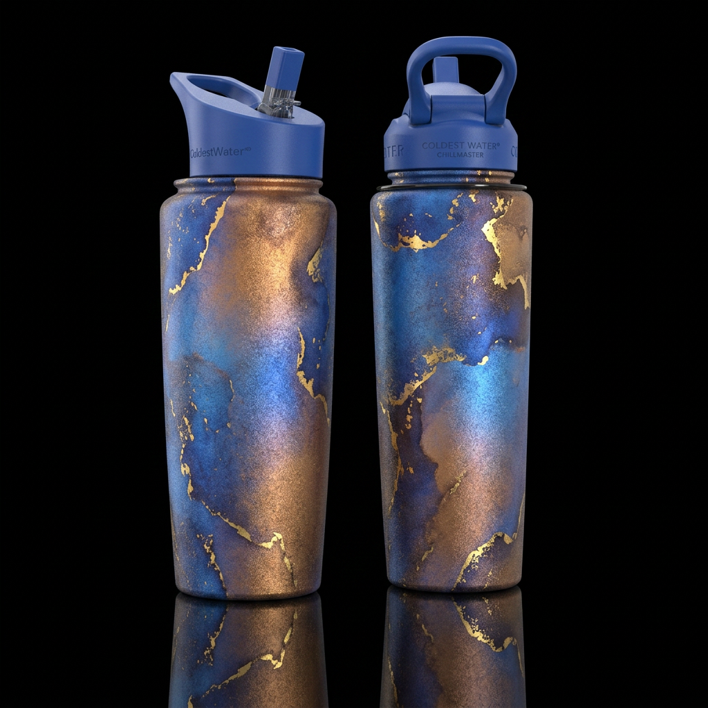please show both the front and back of the bottle,... water bottle design