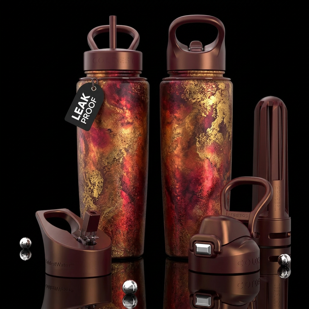please show both the front and back of the bottle,... water bottle design