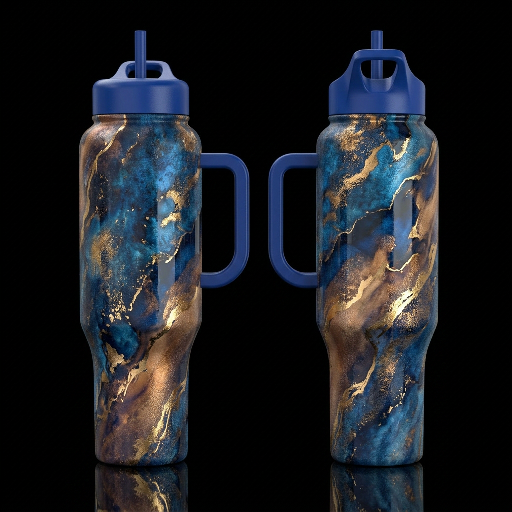 please show both the front and back of the bottle,... water bottle design