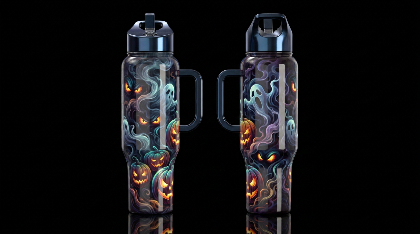 please show both the front and back of the bottle,... water bottle design