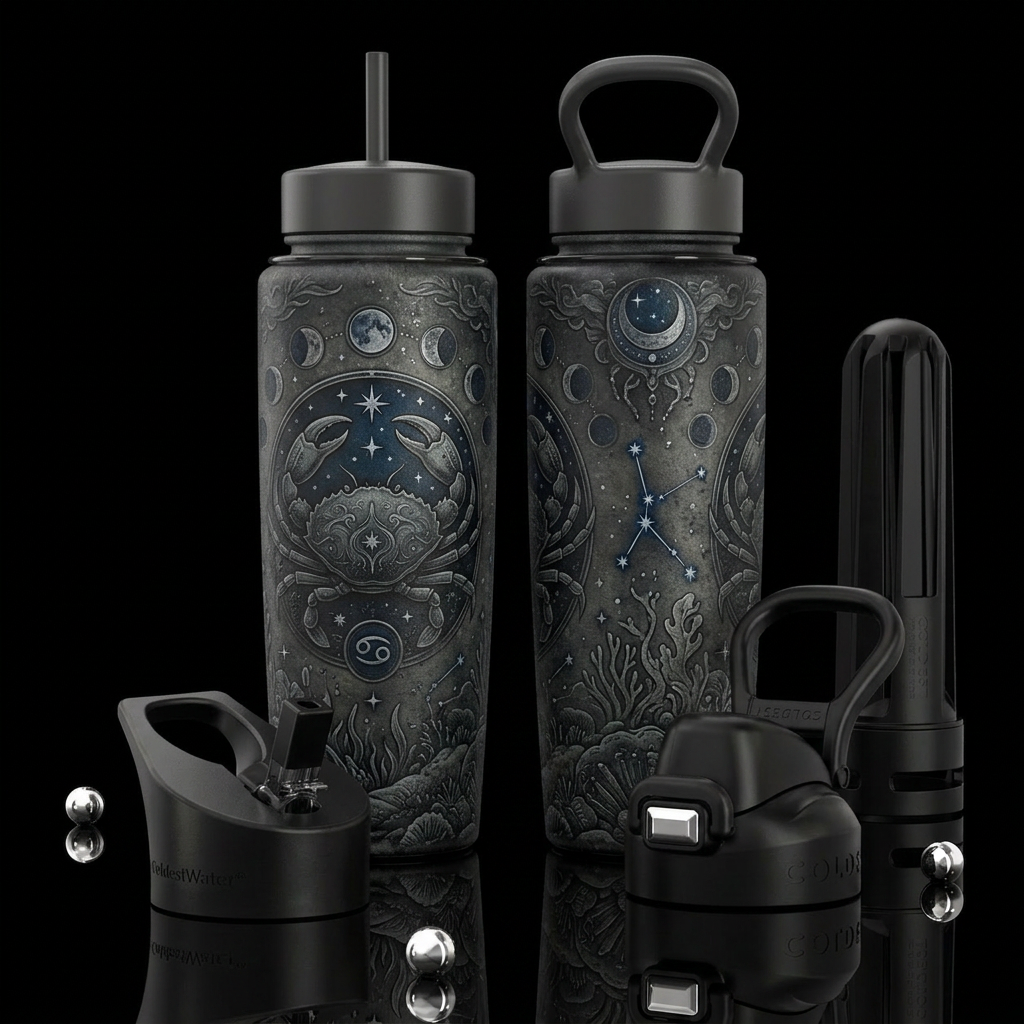 please show both the front and back of the bottle,... water bottle design
