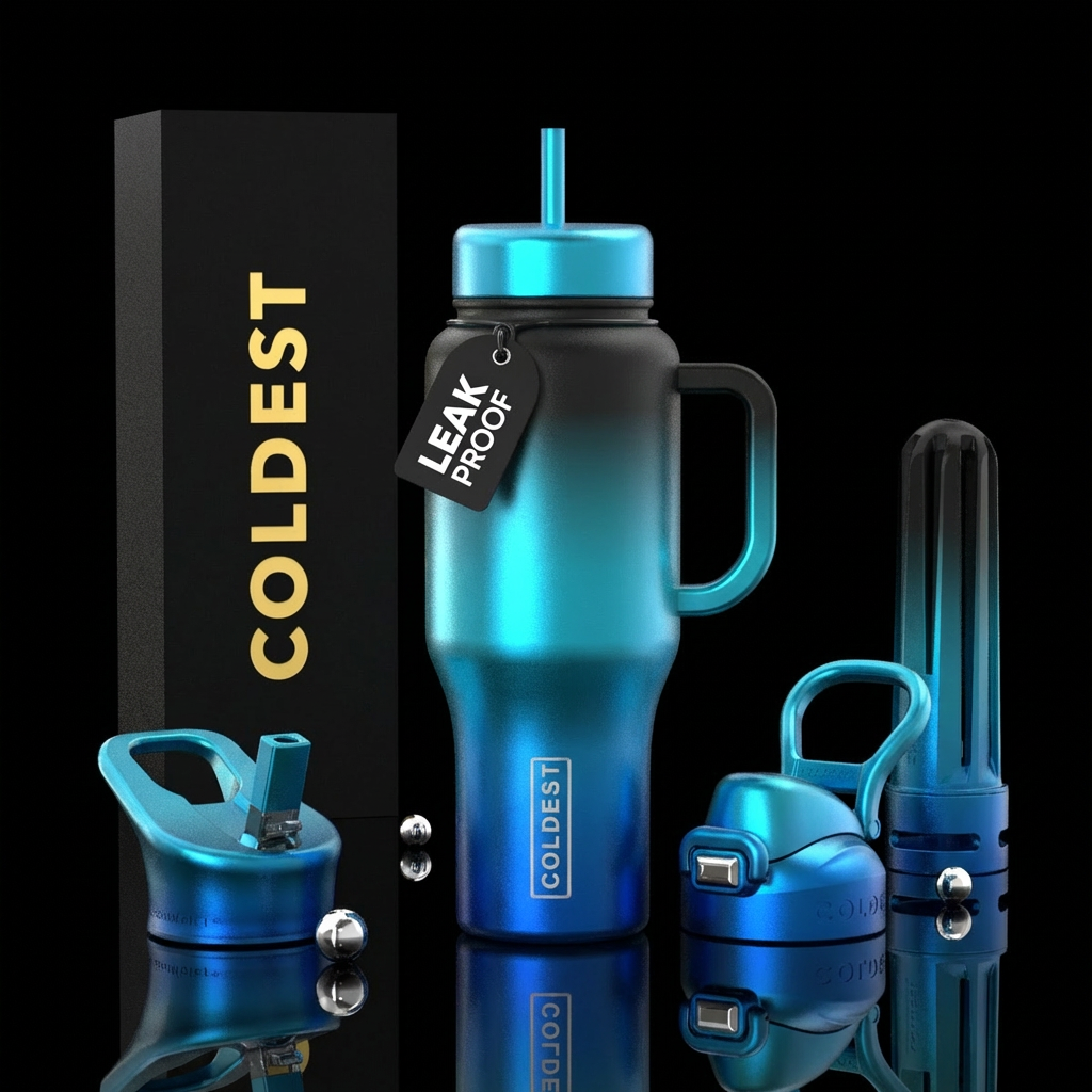 Summer beach ocean blue water bottle design