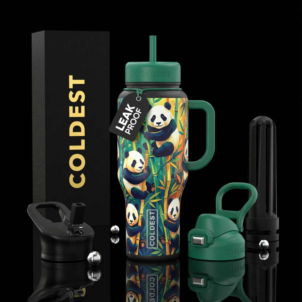 Panda Bears water bottle design