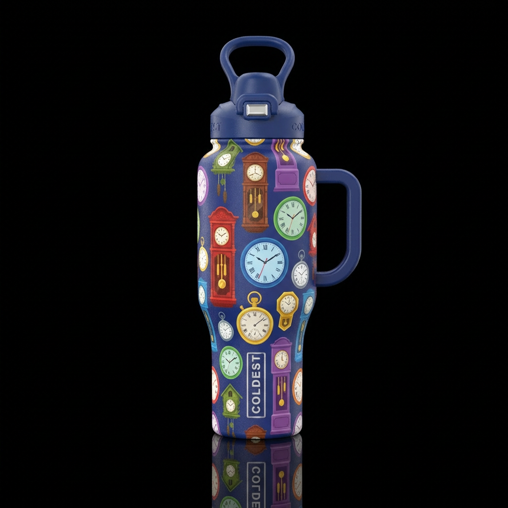 Clocks off all shapes and sizes water bottle design