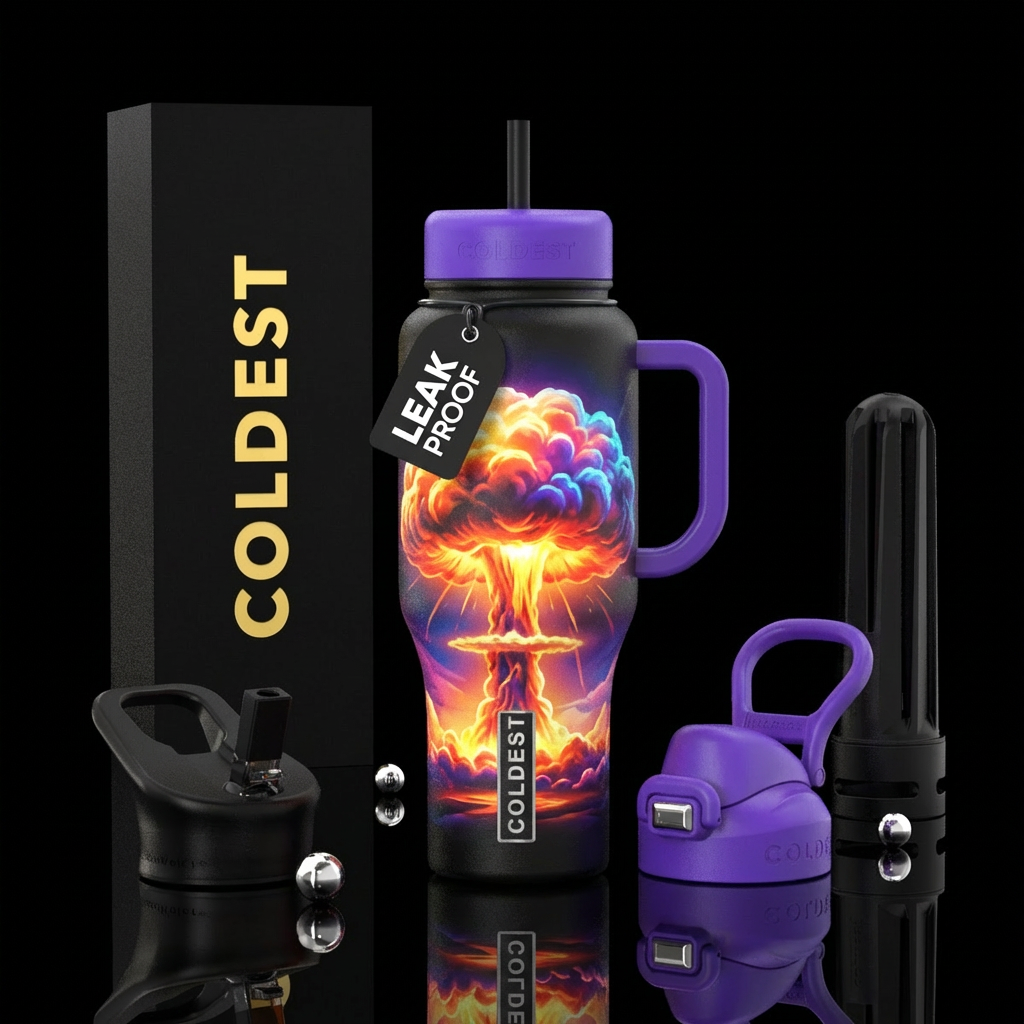 glowie mushroom cloud explosion water bottle design