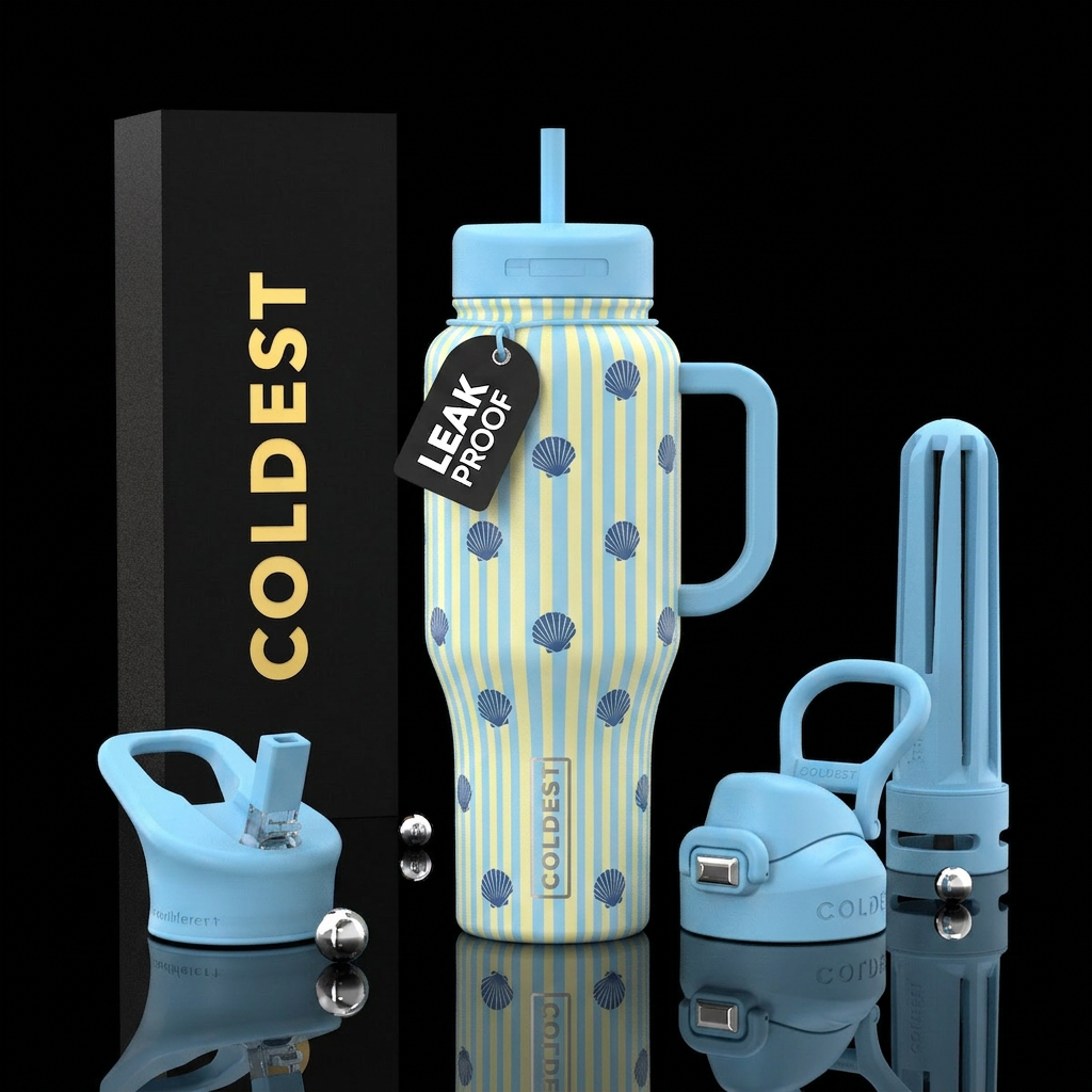 Striped shells water bottle design