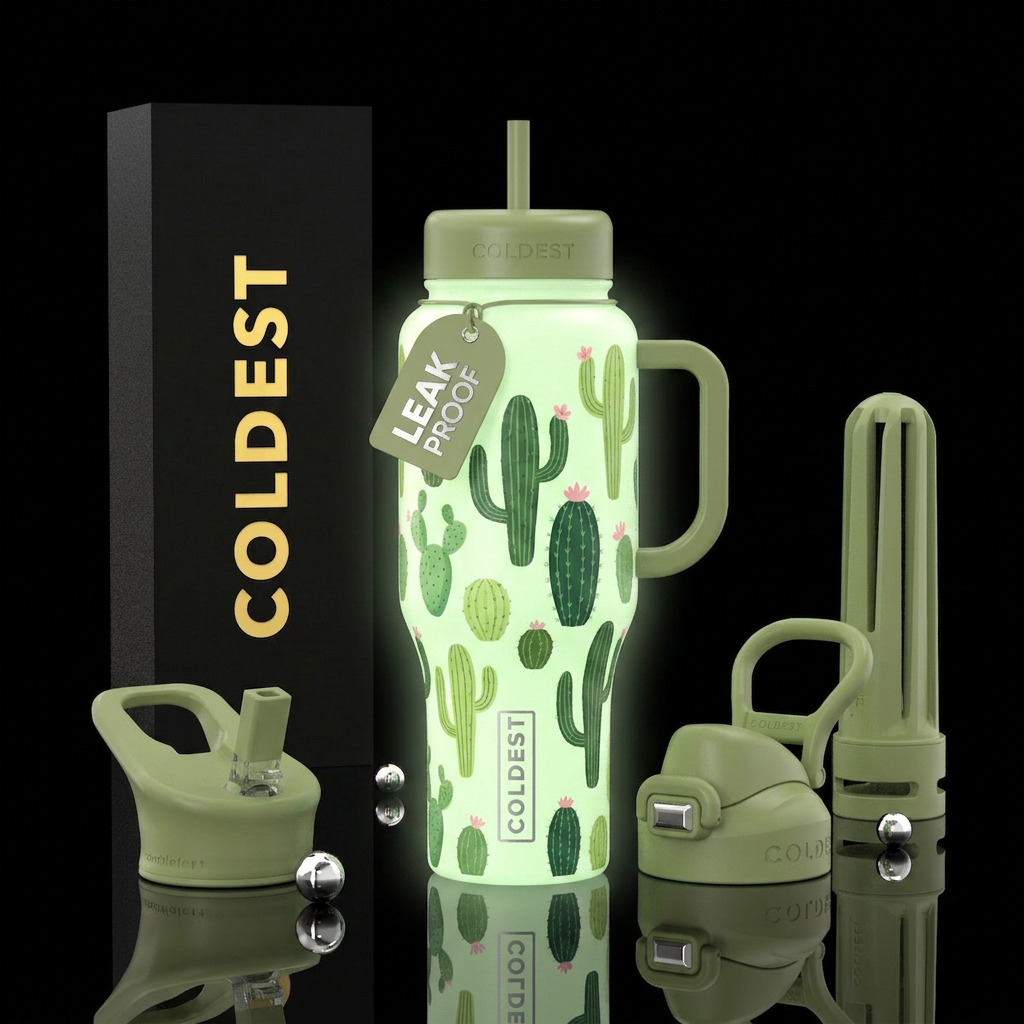 Glowie Cacti water bottle design