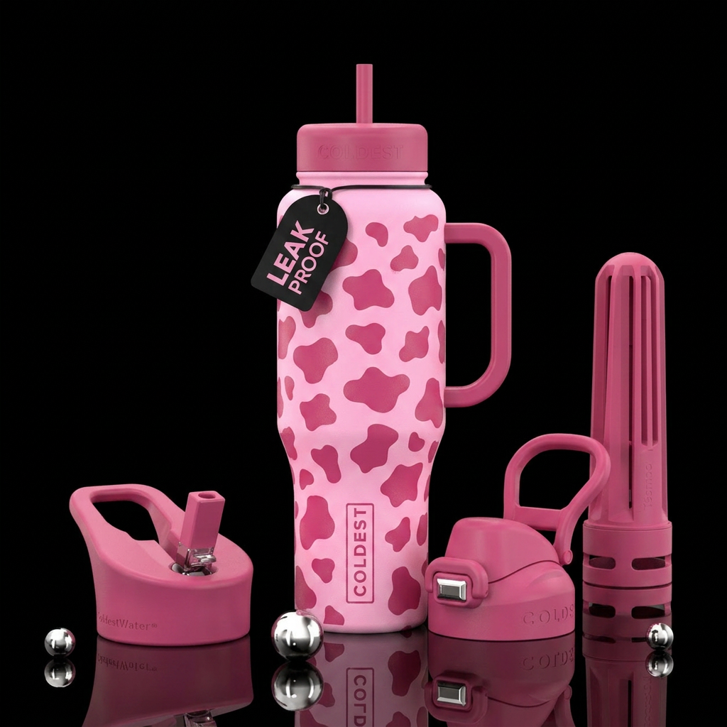 Strawberry milk water bottle design
