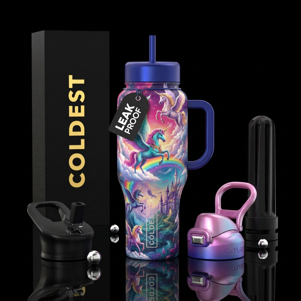 Unicorn,Pegasus,, fantasy water bottle design