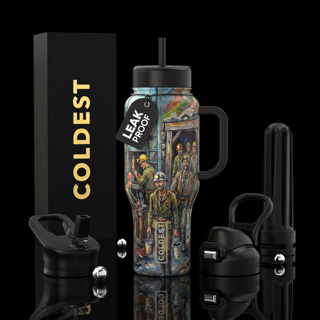 The Deep Mines water bottle design