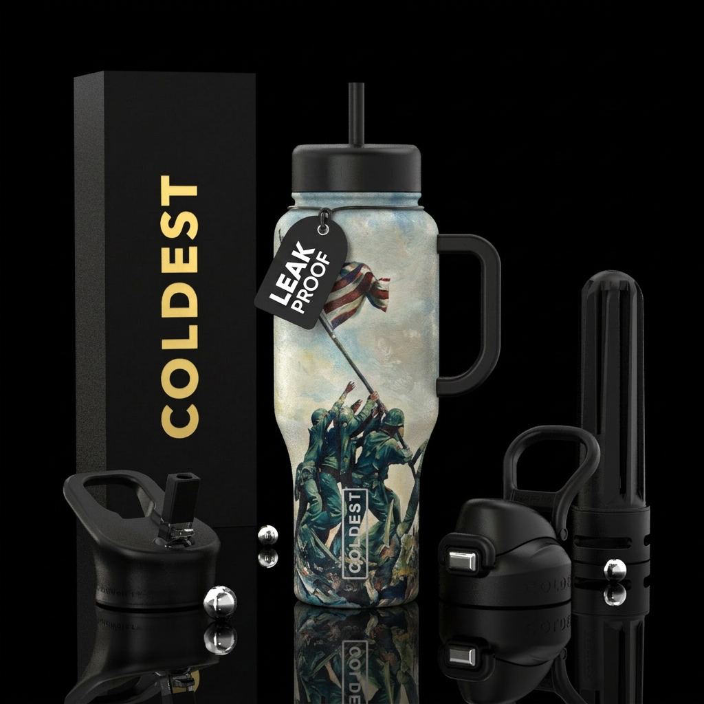 Raising the Flag water bottle design