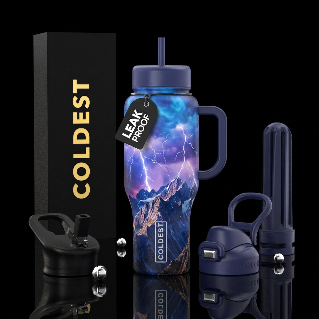 Mountain storm water bottle design
