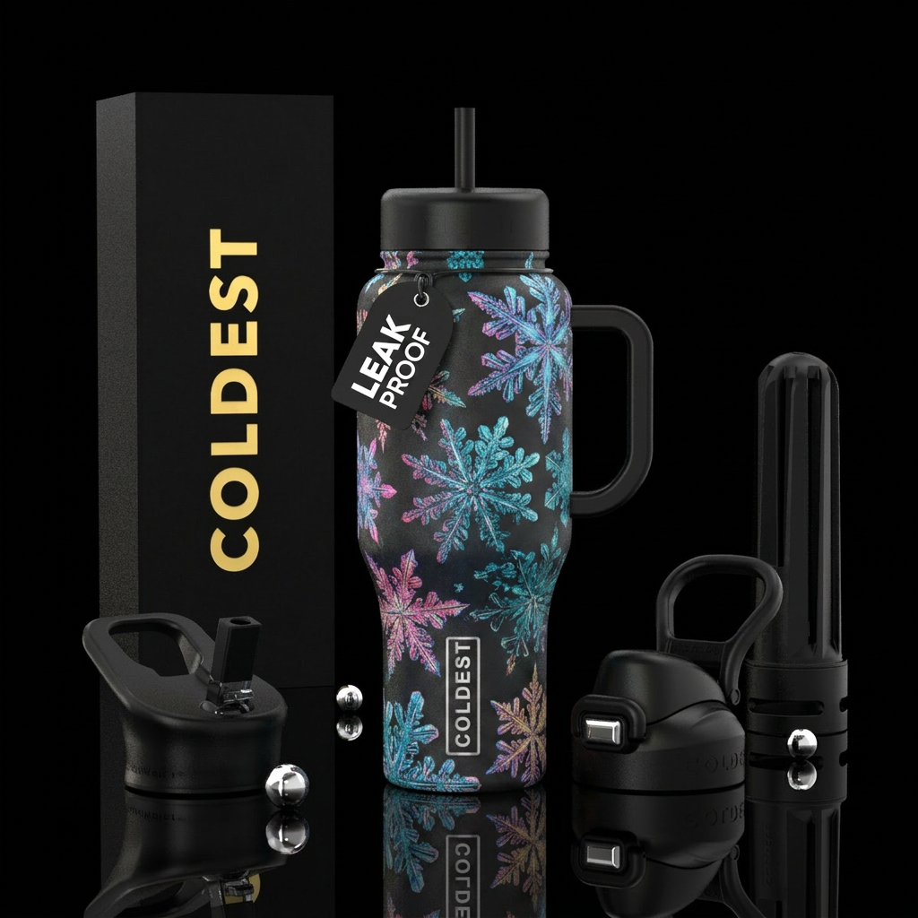 Snowfall water bottle design