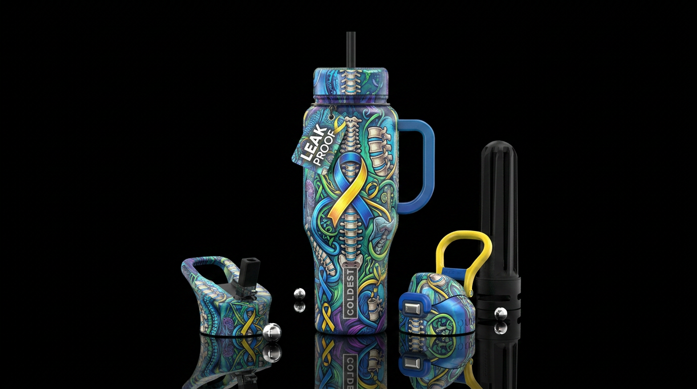 Spina bifida awareness water bottle design