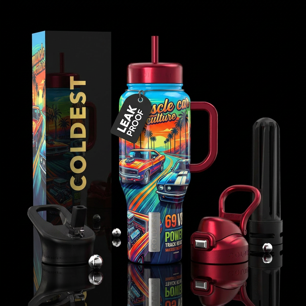 Muscle car water bottle design