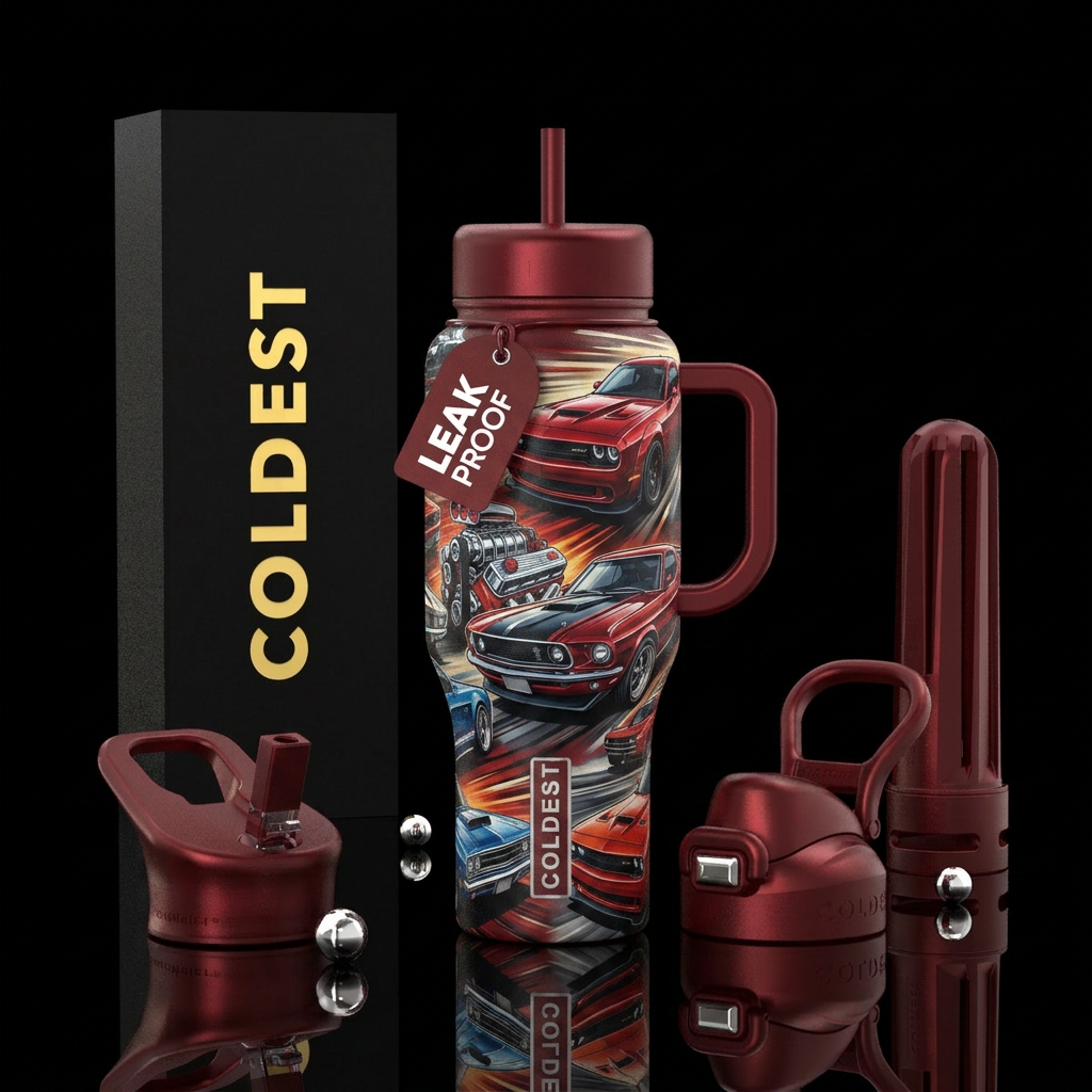 Muscle cars water bottle design