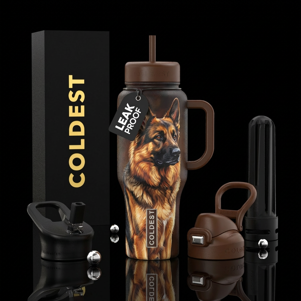 German Shepherd water bottle design