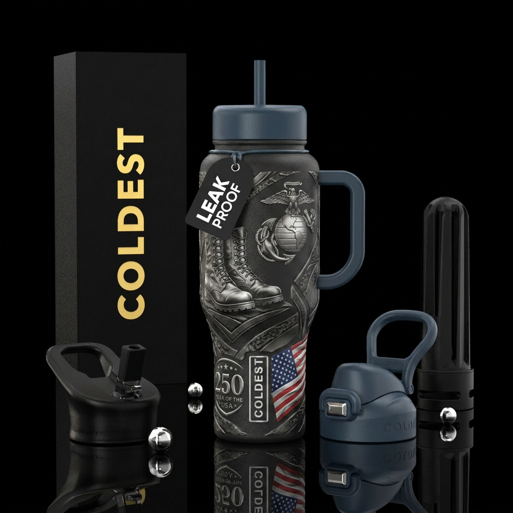 250th usa flag marine water bottle design