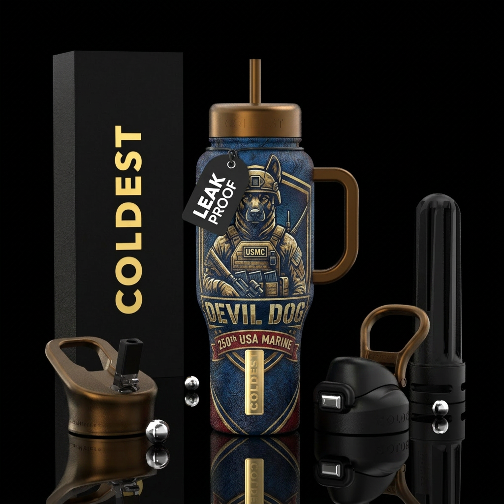 Devil Dog 250th USA Marine water bottle design