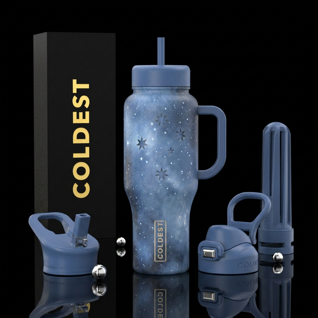 CRUX constellation faded blue water bottle design